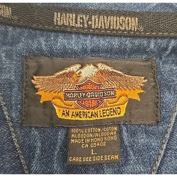 Vtg Original Harley Davidson Women's Jacket L Denim Biker Motorcycle Y2K - Picture 3 of 9